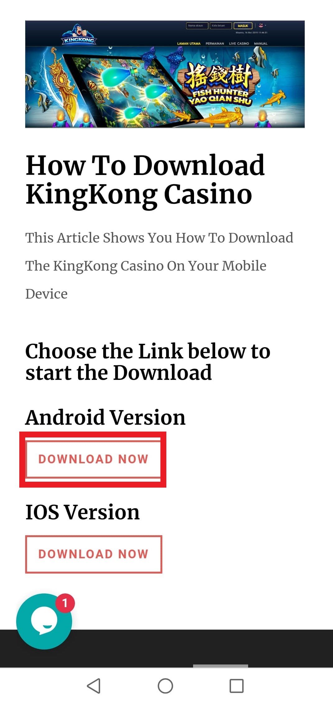 Unduh KingKong IOS dan Android