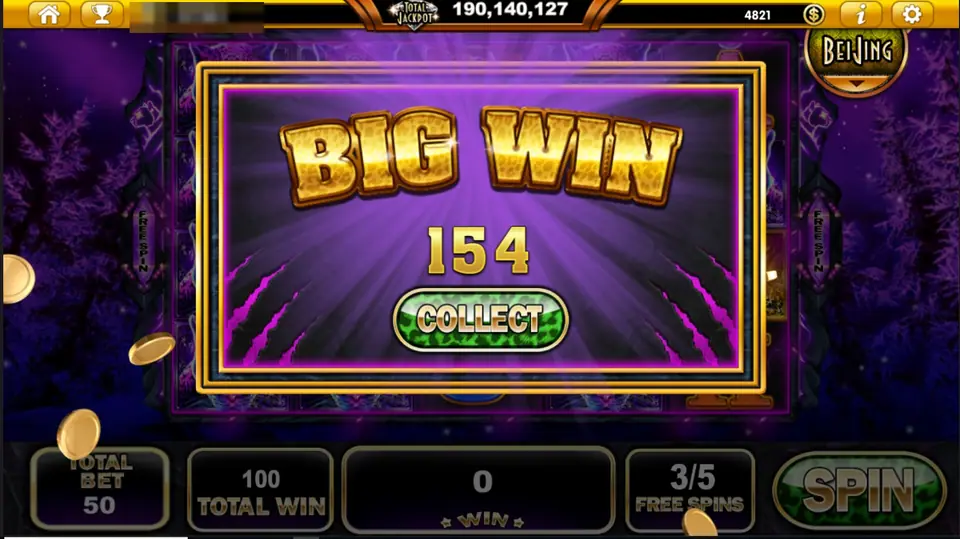 Panthera Pardus Big Win overlay showing 154 with a COLLECT button, and the bottom panel reading 100 TOTAL WIN and 3/5 FREE SPINS