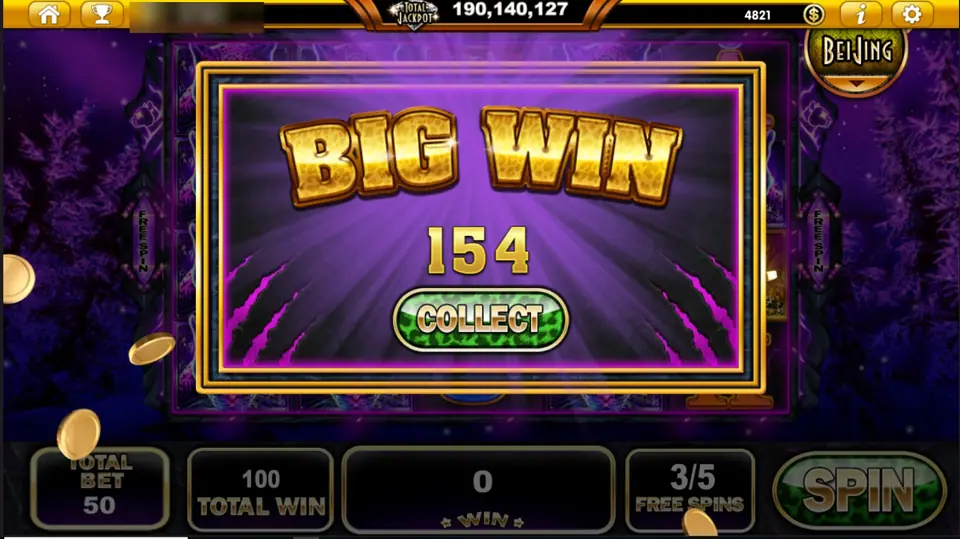Panthera Pardus Big Win overlay showing 154 with a COLLECT button, and the bottom panel reading 100 TOTAL WIN and 3/5 FREE SPINS