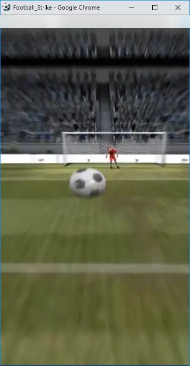 Football Strike kick in motion with a football flying towards a goal and a small goalkeeper in the distance